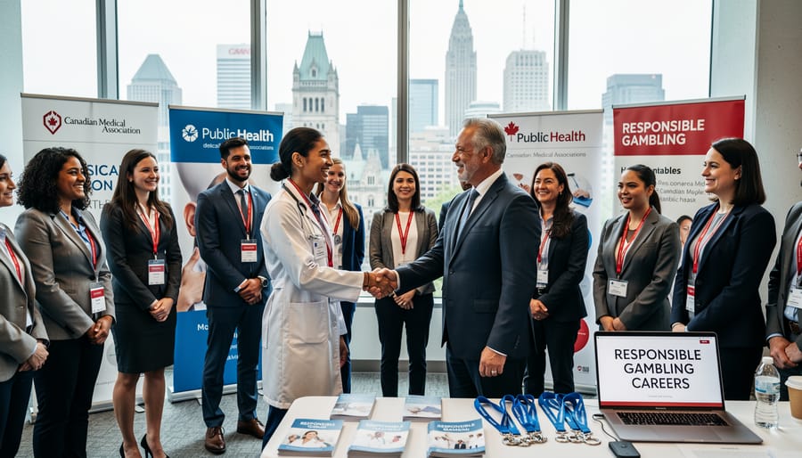 Medical professionals networking and building connections at healthcare conference